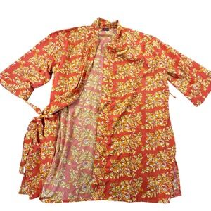 Fragonard Parfumeur Floral Kimono Robe Wrap Tie Belt Lightweight